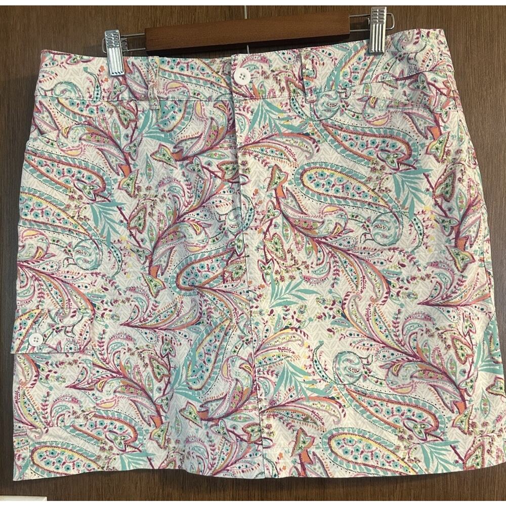 Christopher & Banks sz 12 paisley skort 98% Cotton spring summer vacation pocket